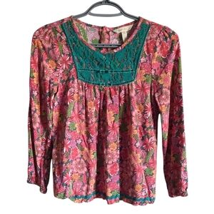 Matilda Jane Freshly Baked Pies Floral Lace Tunic Shirt Girls size 12